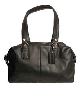 COACH SOHO 2 WAY BLACK LEATHER LARGE SHOPPER TOTE F17220 - Picture 1 of 7