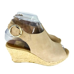 Kanna Womens Beige Suede Leather Open Toe Wedge Espadrille Sandals Size 6 - Picture 1 of 6