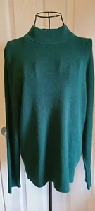 Karen Scott Cotton Mock-Neck Ribbed Long Sleeve Pullover Top Green M T24-3288 - Picture 1 of 4