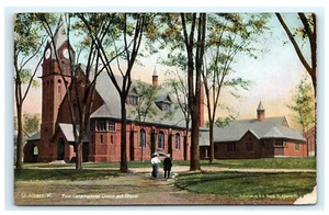 Postal Capilla Primera Iglesia Congregacional St. Albans VT Vermont E3 - Imagen 1 de 2