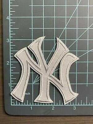 New York Yankees Baseball White Letter Iron on Patch - Size 3" x 3"