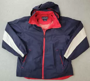 Lands' End Windbreaker Jacket Nylon Blue/Red/White with Hood Women's Medium - Picture 1 of 14