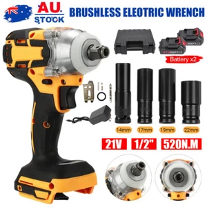21V Brushless Cordless Impact Wrench Driver 1/2" Part with 2 Batteries Charger - Picture 1 of 13