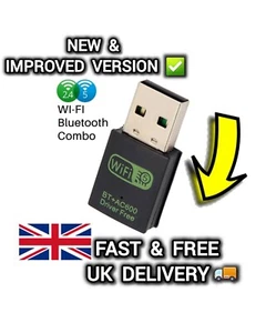 Dual Band WIFI + Bluetooth Adapter USB WIreless Mini Dongle 600Mbps 2.4Ghz 5Ghz - Picture 1 of 11