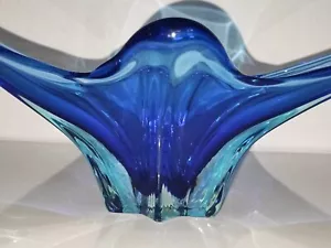 XXL Murano szklana miska Flavio POLI Seguso VETRI D' ARTE lata 50. 60. 70. wazon niebieski - Zdjęcie 1 z 6