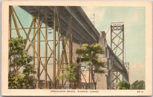 Windsor Canadá Ambassador Bridge postal vintage 1950 franqueo debido - Imagen 1 de 2