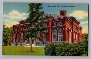 Postal de lino Burlington Vermont VT High School 1930-45 - Imagen 1 de 2