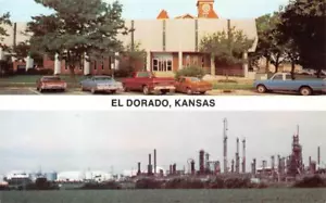 EL DORADO, KANSAS Butler County Judicial Building Oil Refinery Vintage Postcard - Picture 1 of 2