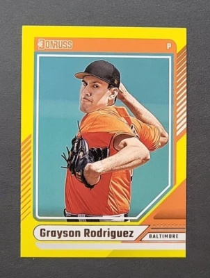 Grayson Rodriguez - Orioles - 2024 Donruss Baseball - Yellow Flood Parallel #62 - Image 1 of 2