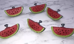 6 Watermelon Slice Drawer Cabinet Pull Door Knobs 2” Wide - Picture 1 of 8