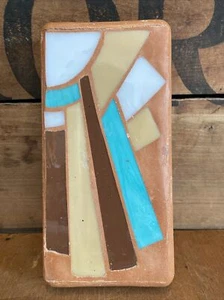 Vintage Handmade Original Art Pottery Sculpture Stained Glass Brick Signed Dated - Picture 1 of 6