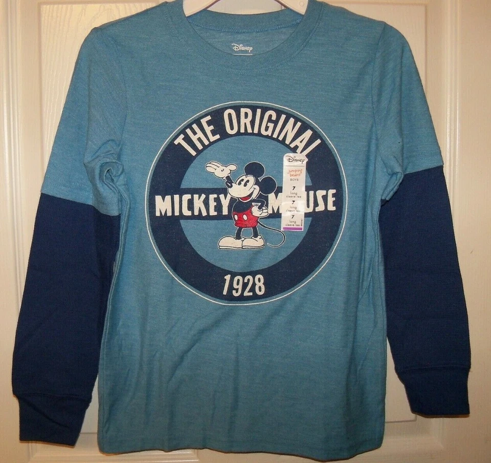 Camisa Disney Mickey Mouse La Original Azul Manga Larga Niños Talla 7 NUEVA Foto 1 de 1