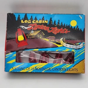 VTG Nostalgic Log Cabin Christmas Holiday Lantern light String of 10 tested EUC - Picture 1 of 6
