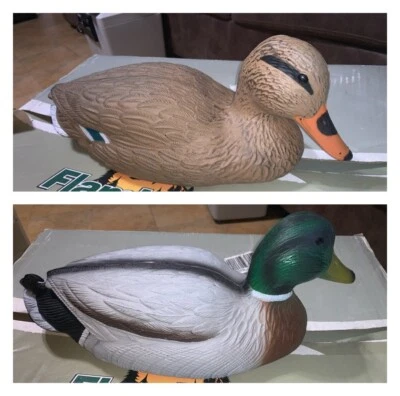 Flambeau TOP FLIGHT Water MALLARD KEEL DUCK DECOYS-LOT OF 6-16” Long 3 Bro-3 Gra - Image 1 of 4