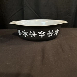 Vintage seltene schwarze Schneeflocke Girlande Pyrex Glas Auflauf 1-1/2 qt # 043 D54 - Bild 1 von 7