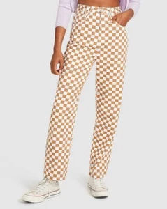 Insight Size 30 Women’s Diane Check Pattern Straight Leg Jeans Retro Festival - Picture 1 of 12