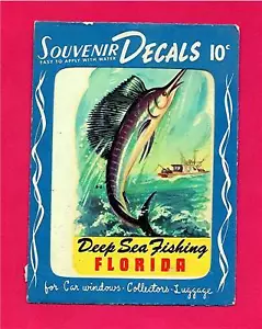 Vintage Florida Tiefseefischen 1951 Meyercord Souvenir Aufkleber alter Ladenbestand - Bild 1 von 1