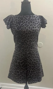 Spencer & Ella Gray Leopard Print Romper Size L - Picture 1 of 12