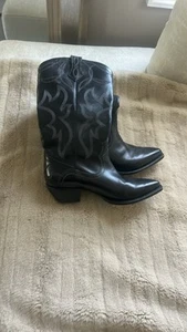Frye Shane Embroidered Cowboy Western Boots Black Leather US 7 - Picture 1 of 5