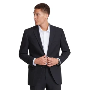 DKNY 2-Teiler Anzug Herren 44R Hose 37X33 Schwarz Duran Modern Fit Poly Mischung Neu mit Etikett - Bild 1 von 14