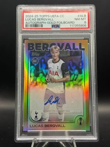 2024-25 Topps UEFA UCC - Auto Lucas Bergvall Tottenham /50 RC Gold Foil PSA 8 - Bild 1 von 2