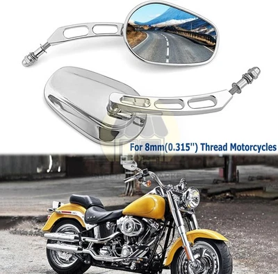Chrome Rear-View Mirrors For Harley Road Street Glide Sportster Dyna Softail FL - Imagem 1 de 4