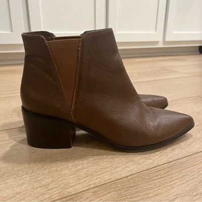 Saks Fifth Avenue Rowena Brown Leather Pull On Ankle Boot Size 9 - Image 1 of 4