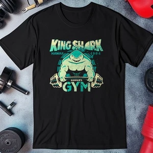 King Shark Gym T-shirt - Get Fit or Gym & Fitness Premium Midweight Tee - Picture 1 of 5