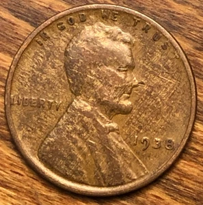 Moneda Lincoln Wheat Cent Monster 1938 aleación inadecuada mezcla error atractivo visual - Imagen 1 de 6