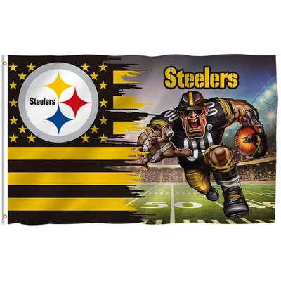 Pittsburgh Steelers Flag 3x5 Feet Banner Football Metal Grommets Man Cave Garage - Image 1 of 3