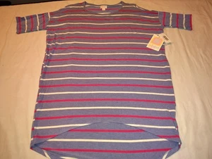 Lularoe Irma Tunic Shirt Women's Sz Xtra Small XS Red White Blue Stripes NWT NEW - Picture 1 of 5