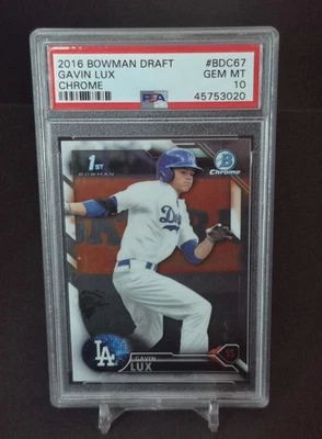2016 Bowman Draft Chrome Prospects 1st Gavin Lux PSA 10 #BDC-67 - Image 1 of 2