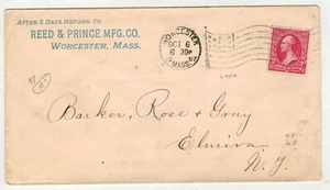 1897 WORCESTER MA FLAG CANCEL & REED PRINCE MFG CO. ILLUSTRATED ADVERTISING - Picture 1 of 2
