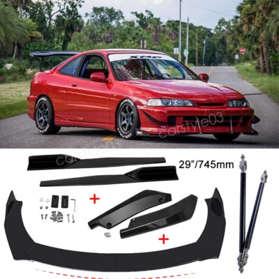 For Acura Integra Car Front&Rear Bumper Lip Splitter Side Skirts Strut Rods - Image 1 of 4