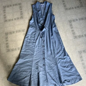 London Times Blue Tencel Classic Shirtdress Sleeveless Fit And Flare Dress sz 12 - Picture 1 of 6