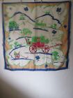 Wesley Simpson Vintage Semi-distressed White Silk Scarf W Colorful Stage Coaches