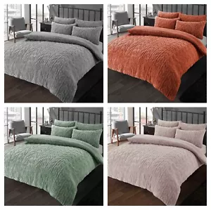 Leaf Design Teddy Duvet Cover Duvet Cover Pillow Soft Reversable Sherpa Fleece - Picture 1 of 13