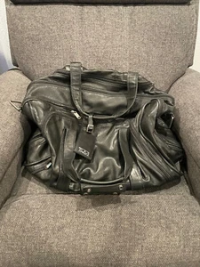 VINTAGE LARGE TUMI BLACK LEATHER LIMITED EDITION DUFFEL BAG TRAVEL XL X-LARGE - Picture 1 of 11