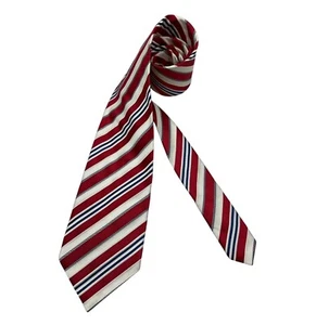 ALTEA Red/White Striped Silk LUXURY Tie ITALY - Picture 1 of 4