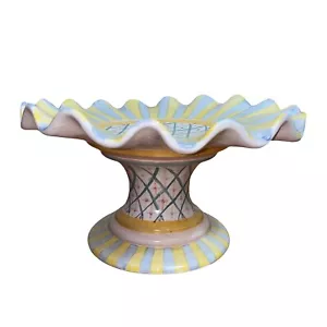 Mackenzie Childs Vintage 1990 Monet Multicolor Cerámica Acanalado Plato Soporte - Imagen 1 de 11