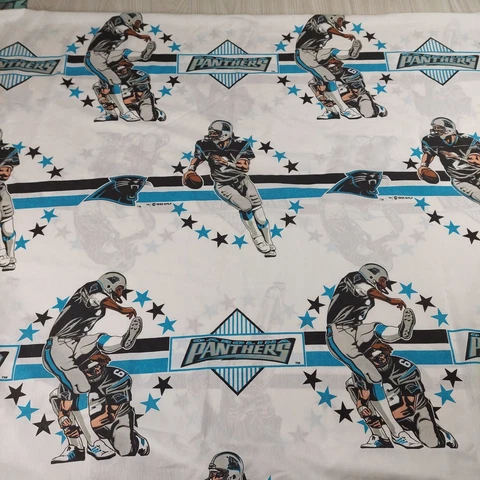 Vintage 1995 Carolina Panthers NFL Twin Bed Flat Sheet Football Bedding USA Cover