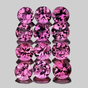 2.80 mm 12 pieces Round AAA Fire Natural Vivid Pink Tourmaline (Flawless-VVS) - Picture 1 of 2