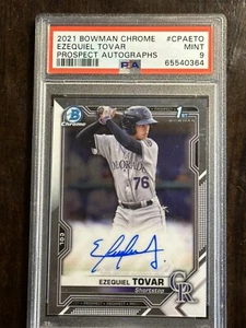Ezequiel Tovar 2021 Bowman Chrome AUTO PSA 9 1st Prospect AUTOGRAPH Mint RC - Picture 1 of 2