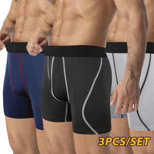 3 Pack Men's Underwear Boxer Briefs with Comfort Flex Waistband Stretch Long Leg - Picture 1 of 15