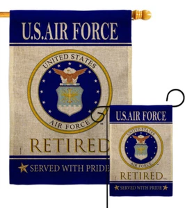 US Air Force im Ruhestand Sackleinen Garten Flagge Streitkräfte Geschenk Hof Haus Banner - Bild 1 von 17