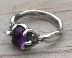 Ägyptische Mondgöttin Ring 0,925 Sterlingsilber Größe 8 mit echtem Amethyst Edelstein USA - Bild 1 von 8