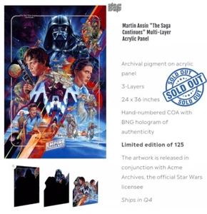 BNG Martin Ansin Star Wars Empire Strikes …Saga Cont. Layered Acrylic Panel COA - Picture 1 of 12
