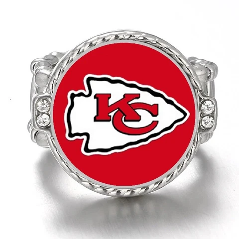 Kansas City Chiefs Silver Women's Crystal Accent Football Ring w Gift Pkg D12 Cover