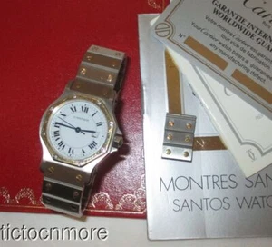 OROLOGIO VINTAGE 18K/SS CARTIER AUTOMATICO SANTOS OTTAGONO AUTOMATICO DATA UOMO - Foto 1 di 15