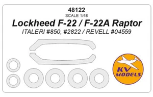 Máscara KV 1/48 Lockheed F-22/F-22A Raptor para Italeri #850/2822/Revell #04559 - Imagen 1 de 1